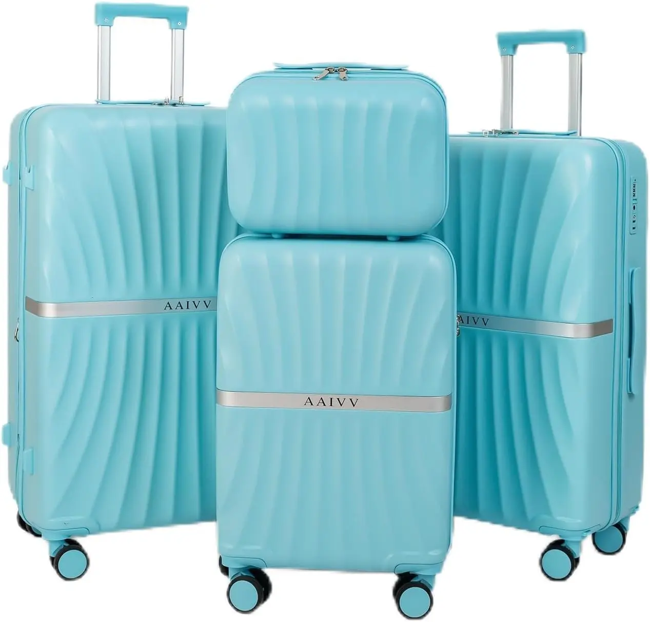 Luggage 4 Piece Set Suitcase with TSA, Airline-Approved Hard Shell Expandable Double Spinner Rolling Wheels Suitcases for Lightweight Travel (SkyBlue, 28in26in20in13in)