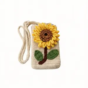 Handmade Crochet Sunflower Crossbody Phone Bag