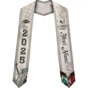 Customize Mexican Graduation Sash Gift, Mexico Graduation Stole 2025, Mexican American Flag Graduation Sash 2025