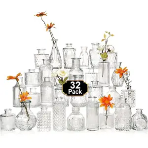Glass Bud Vase Set of 32 Pcs