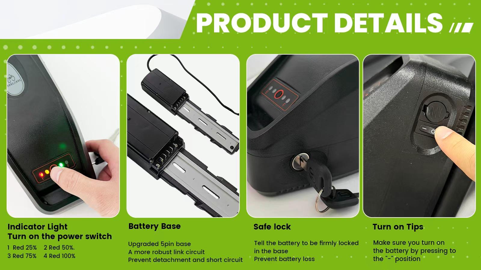 Ebike Battery 48V 15Ah Electric Bike External Battery Pack with Base, Removable EBike Lithium Battery for 1500W Peak Power Motor Ebike Battery 48V 15Ah Electric Bike External Battery Pack with Base, Removable EBike Lithium Battery for 1500W Peak Power Motor