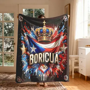 Puerto Rican Culture Flannel Blanket, Large Soft Lightweight Warm, Perfect for Bed Sofa Office Camping Travel, Christmas Winter Ideal Gift