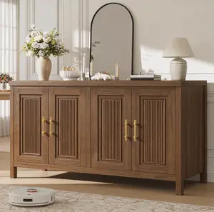 55"Wooden Sideboard Buffet Cabinet with Storage Doors, Adjustable Shelves Freestanding Kitchen Pantry Cabinet, Farmhouse Coffee Bar Cabinet, Large Storage Buffet Server for Kitchen Dining Room Entryway