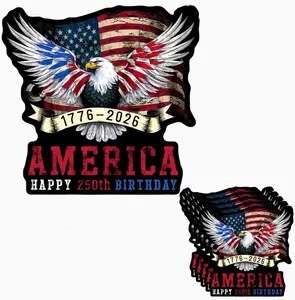 5-Pack 6 Inch American 250th Birthday Stickers (1776–2026), Water Repellent Patriotic Eagle & Flag Vinyl Decals
