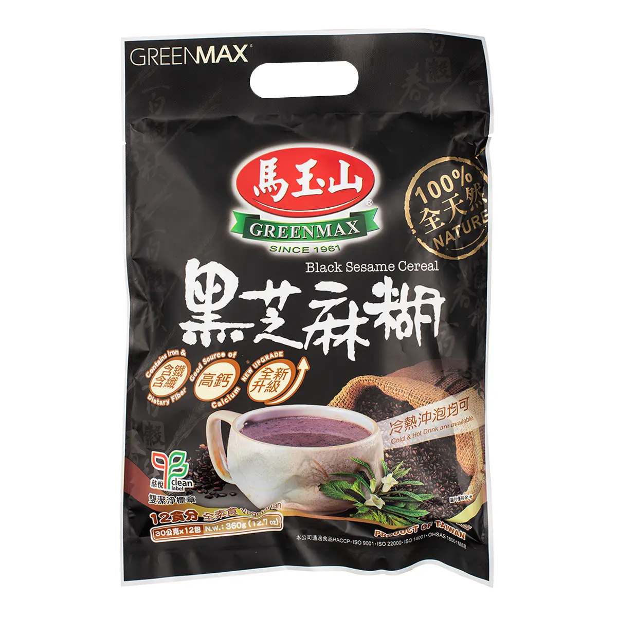 Greenmax Black Sesame Cereal 12pk 360 g Greenmax Black Sesame Cereal 12pk 360 g