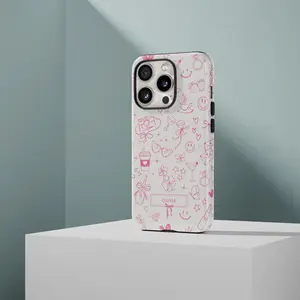 Personalized Pink Coquette Phone Case, Custom Chic Name Phone Case for Girls, Case for iPhone 16 15 14 13 12 11, Aesthetic Phonecase For Samsung