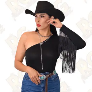 One Shoulder Fringe Bodysuit