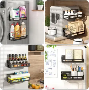 Magnetic Spice Rack for Refrigerator, 4 Pack Premium Plastic Spice Rack Organizer,Magnetic Fridge Shelf Seasoning Rack,Perfect Kitchen Organization and Storage