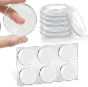 Door Stopper Wall Protector, Door Handle Stopper for Wall with Strong Back Adhesive, 2" Clear Rubber Door Knob Round Wall Shield Cushion, Washable & Reusable Protectors, Self Adhesive (6 Pcs)