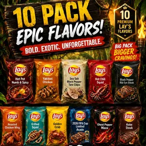 Assorted Exotic Flavor Potato Chips 10 Pack