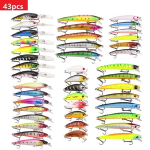 43pcs Minnow Fishing Lures Kit - Hard Bait Plastic Tackle Crank Baits For Freshwater And Saltwater Fishing
