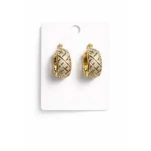 Chunky X Diamond Cut-Brushed Hoop Earrings