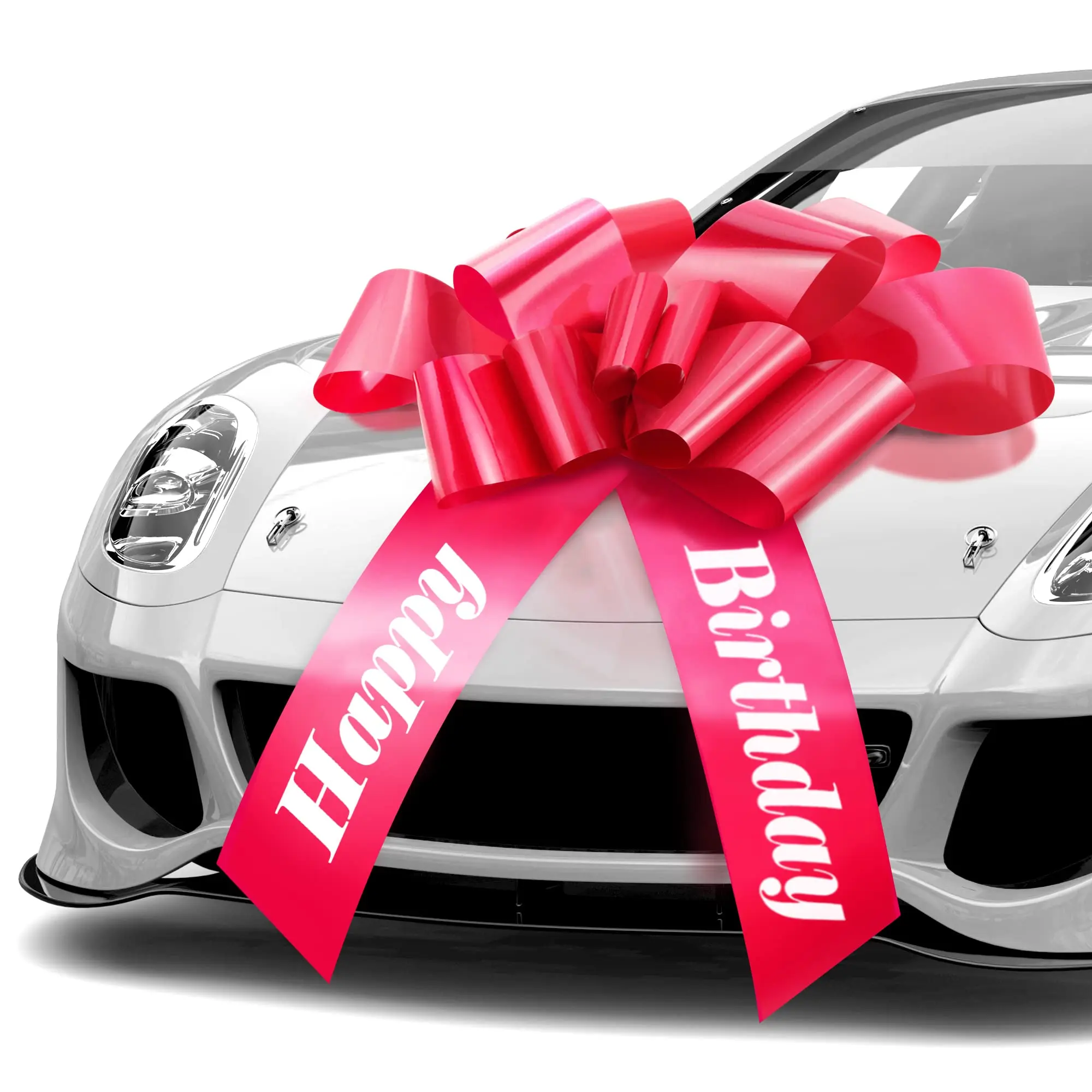 MIFFLIN-USA Happy Birthday Bow, Giant Car Bow (Matte Red, 30 inch) Big Gift Bow, Giant Bow for Car, Birthday Bow, Huge Car Bow, Car Bows, Big Red Bow, Bow for Gifts, Gift Wrapping Car Decor