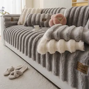 Thick Plush Sofa Cover 1PC, Soft Sofa Protector, Pet-Friendly Non-Slip Couch Cover, Machine Washable Furniture Slipcover, Soft Fluffy Anti-Scratch Sofa Mat, Fits Sectional, Loveseat & 2/3/4-Seater Sofa, Multi-purpose sofa cushion