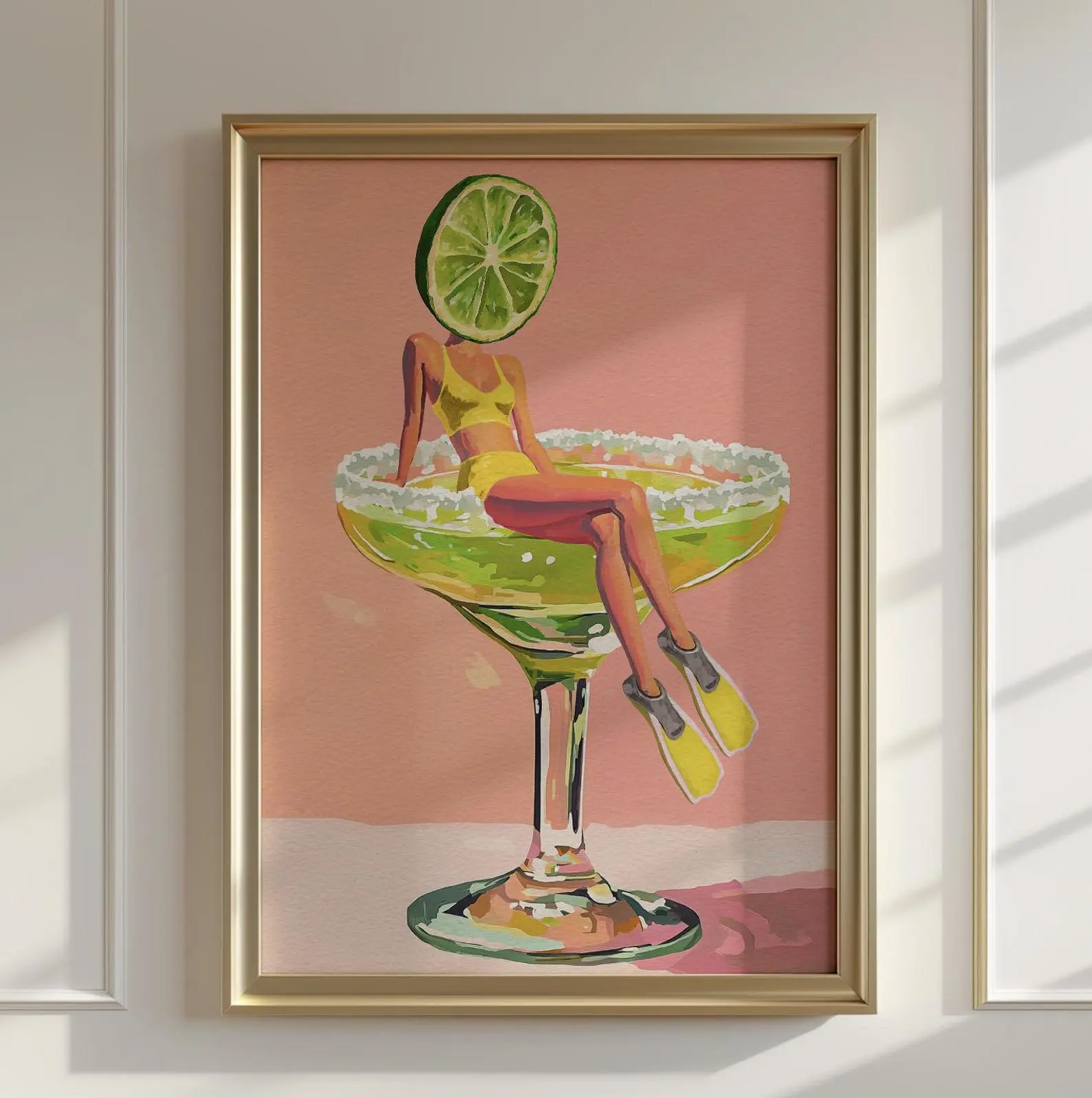 [NO FRAME] Retro Margarita Cocktail Bar Art Print, Fun Kitchen Wall Decor for Tequila Lovers, Print Poster for Library, Office, or Study Decor, Vintage Artwork Print