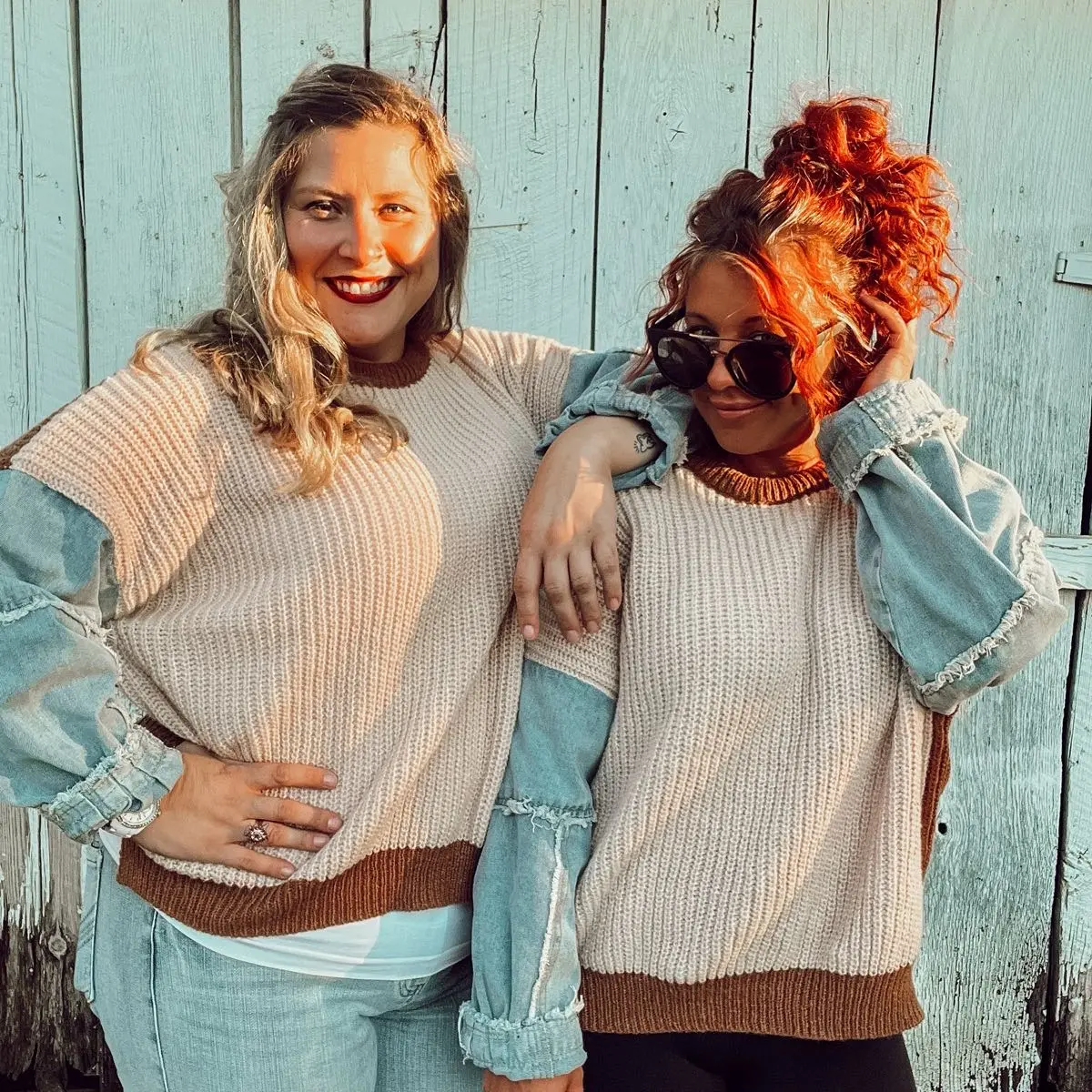 Denim sweater combo