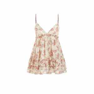 Cider Chiffon Floral V-Neck Ruffled Cami Blouse SwimWeek