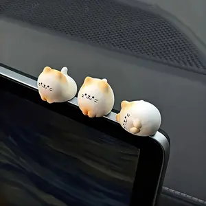 3pcs cute cat car decoration, creative cartoon car screen center console ornament