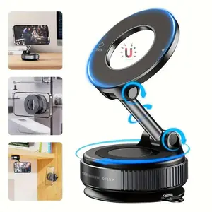 Magnetic Phone Holder, 360° Rotatable & Foldable Design Phone Holder with Vacuum Adsorption Base, Phone Accessories for Car, Bathroom, Glass Surface, Stand, Rotating Car Mount