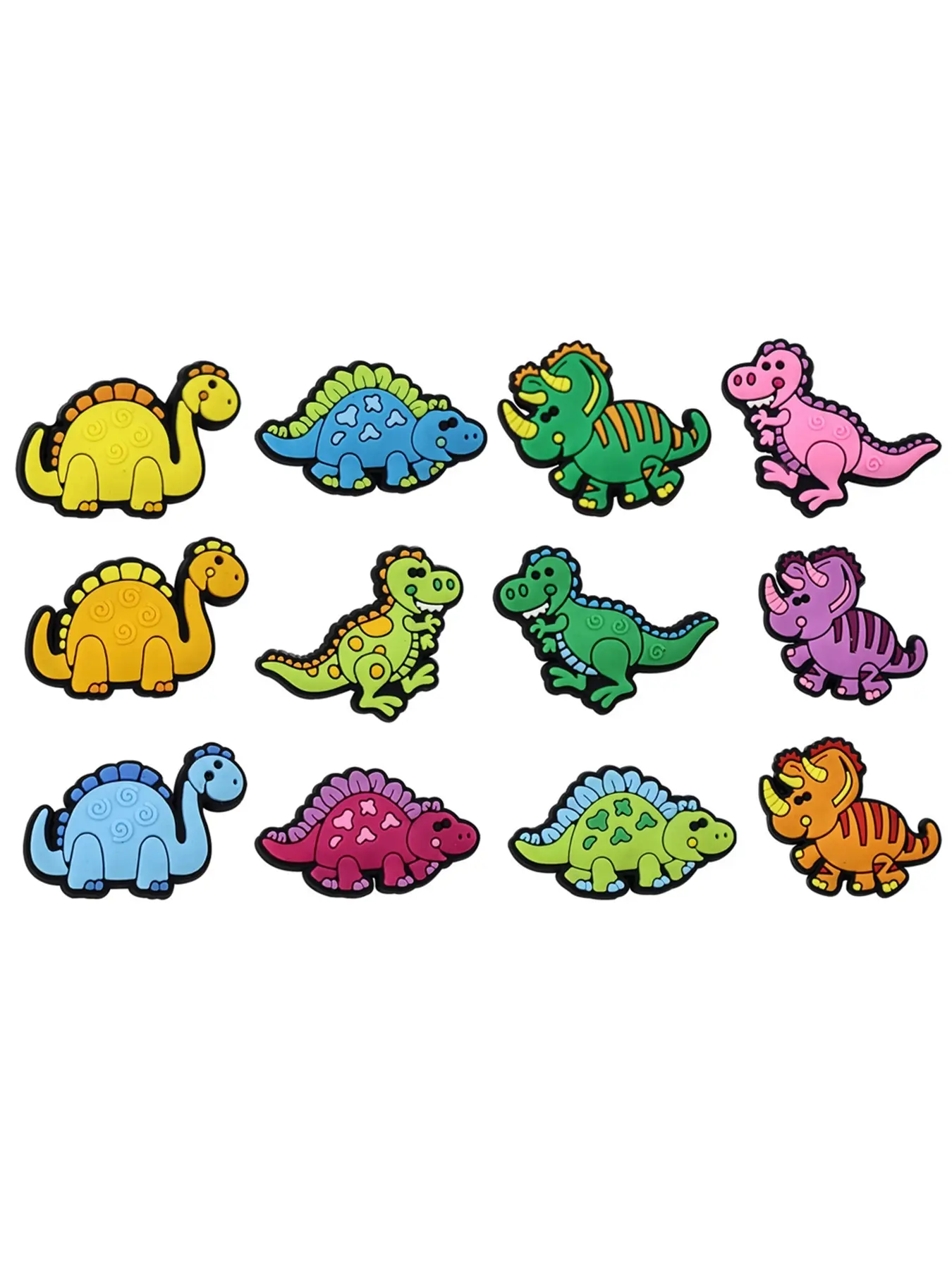 12pcs Cartoon Dinosaur PVC Shoe Accessories, Shoe Charms Set, DIY Waterproof Detachable Sandal Strap, Kids Christmas Gift, Party Style