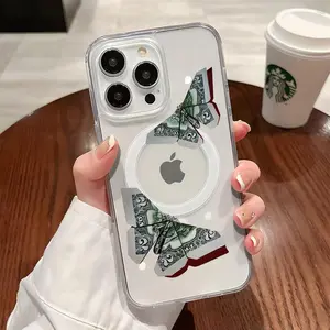 Money-Folded Butterfly Pattern Clear Wireless Charging Protection Shockproof Slim Magnetic Phone Case For iPhone 17 Air 16 E 15 Promax 14 Plus 13 12 11 Xs Xsmax.QXG295