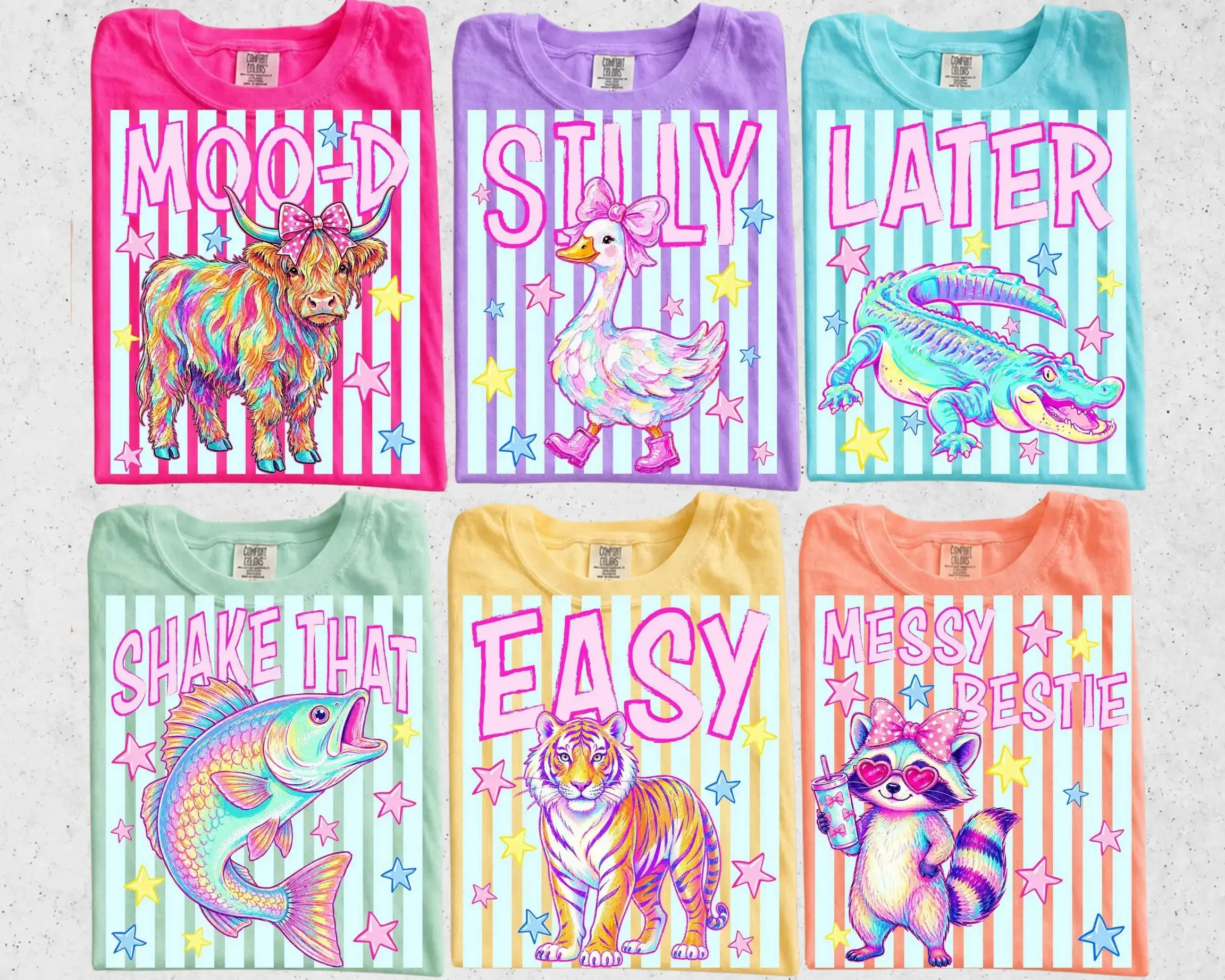 Comfort Colors Later Gator Shirt, Striped Summer Animal Tee, Feral Raccoon, Easy Tiger Tee, Preppy Summer Bay Coastal Shirt, Loose Goose Graphic Tee - Squirrel Corner