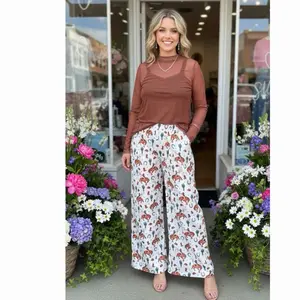 Western Rodeo Print Wide Leg Pant - Comfortable and Stylish Design for Everyday Wear