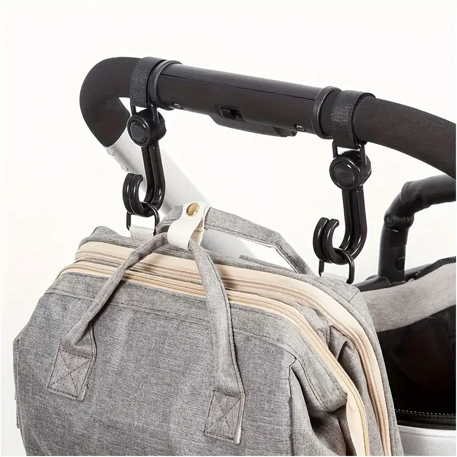 Rotating Stroller Hooks Set (2/4 Pcs), Universal Wall-Mounted Storage Hangers, Portable Travel Baby Carriage Organizer, No Ca Prop 65 Warning