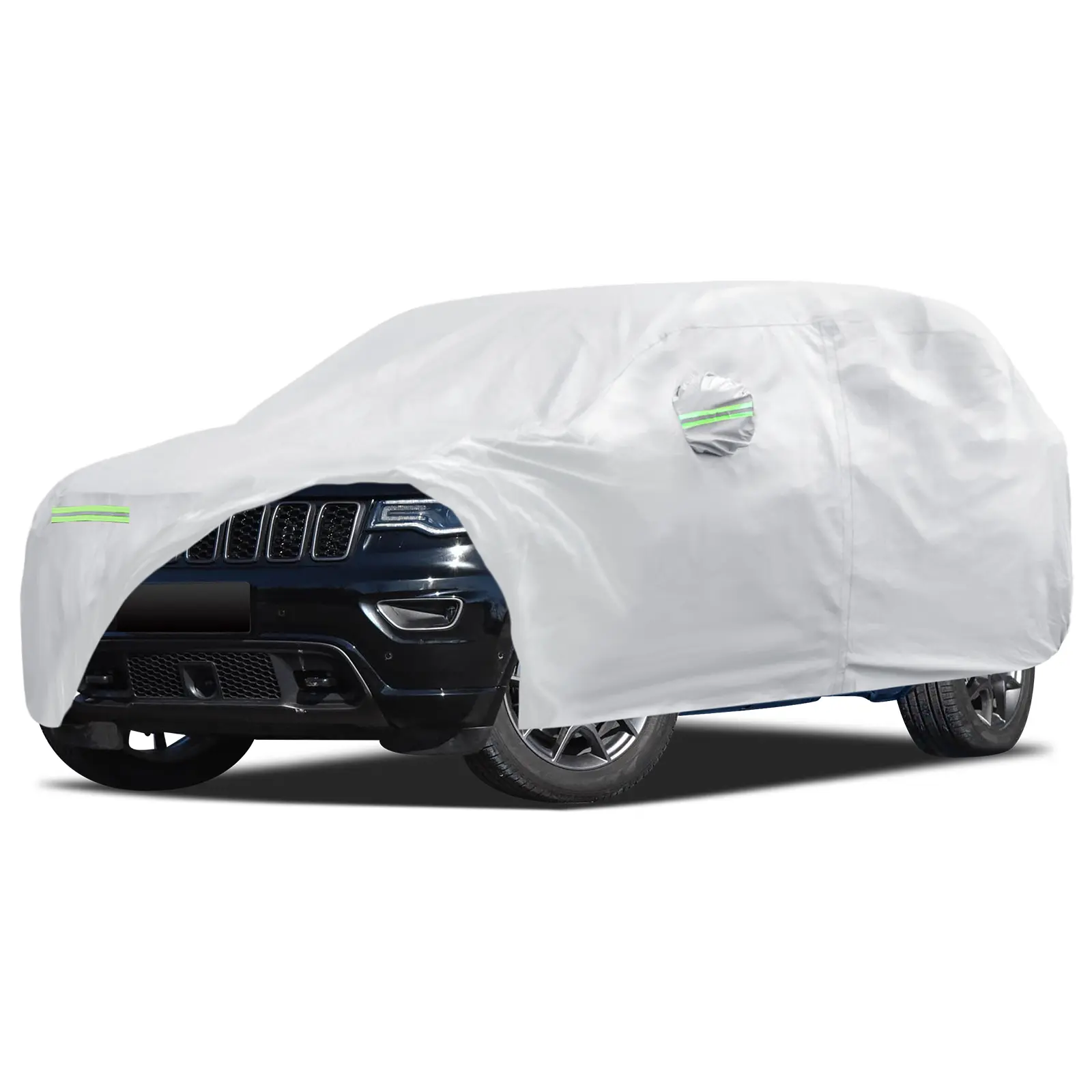 Car Cover Custom Fit for Jeep Grand Cherokee 2000-2025, Migaven Waterproof Full Exterior Cover Sun Rain Protection with Door Zipper Silver
