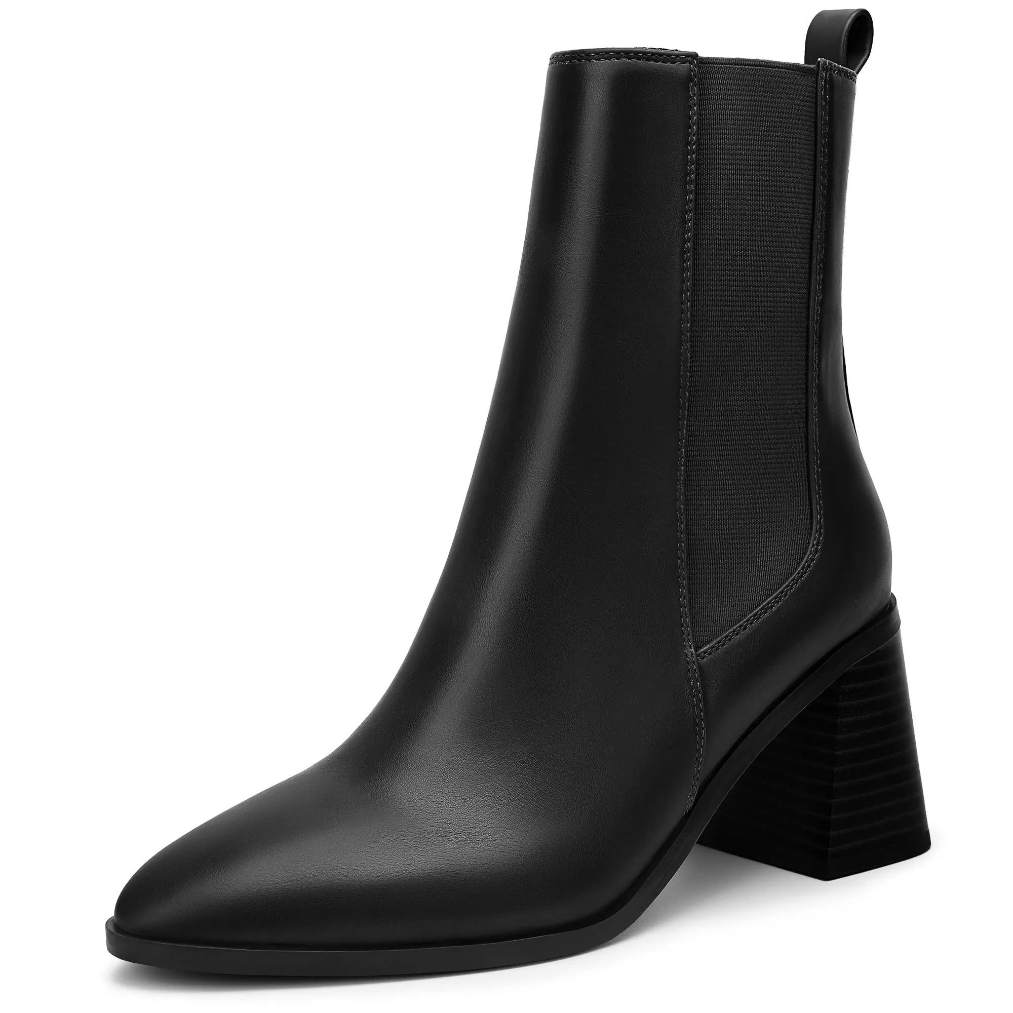 Women's Black Leather Chelsea Platform Ankle Booties for Everyday Wear in Winter Comfortable Stylish Design Waterproof Wide Calf High Top Shaggy Western Unisex Footwear Girl Walking Shoes