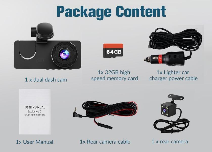 HD Car DVR with Dual Lenses, Loop Recording and 64GB Memory Card, Car Rear View Camera, Driving Recorder, 1080P, TIKTOKBLACKFRIDAY HD Car DVR with Dual Lenses, Loop Recording and 64GB Memory Card, Car Rear View Camera, Driving Recorder, 1080P, TIKTOKBLACKFRIDAY