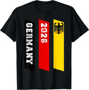 Women's 100% Cotton Germany 2026 Flag Casual T-Shirt, Round Neck Short-Sleeve Breathable Fabric Top