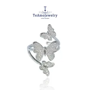Fashionable butterfly artificial gemstone ring, decorative ring, beautiful personality, very elegant, Valentine's Day gift, a gift for family and friends