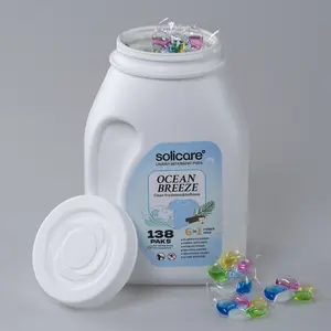 Z-Solicare 6 in 1 Stain Fighting Odor Eliminating Ocean Breeze 138 Paks Multi-Chamber HE Compatible Laundry Detergent Pods for All Washing Machines