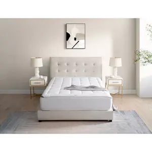 Sleep Climate Twin 300 Thread Count Down Alternative Mattress Pad: Cotton Blend, Hypoallergenic Fill, Fits 18" Depth