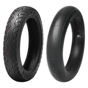 14x2.50 (64-254) Street Tire and Inner Tube Set, 14x2.50 Road Tire with 2.50-10 2.50/2.75-10 Tube Straight Valve Stem Combo, for Electric Motorcycle Tricycle Scooter Ebike Bicycle