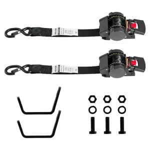 VEVOR Wheel Chock Tie-Down Kit, Fixed Trailer Tie Down Strap, Car Tie Down Kit with S-Hook, Break Strength 1649 lbs Working Load 550 lbs Motorcycle Tie-Down System for Trailers, Boats, Snowmobiles