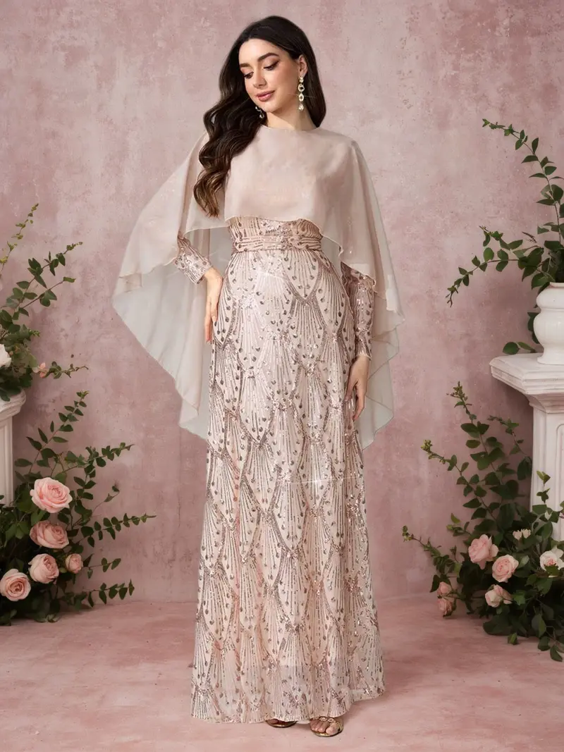 white christmas dresses Luxury Pink Strapless Beaded Evening Dress with Shawl SS434 – DreamyVow main image 1