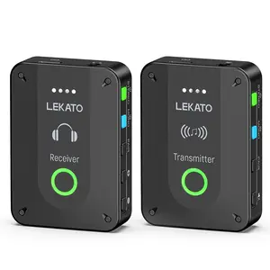 LEKATO MS-2 Wireless in Ear Monitor System Set for Stage, Upgraded 2.4G Stereo IEM System Low Latency with Transmitter Beltpack Receiver Auto-Pairing,One to More, in-Ear Monitoring for Church,Band,Singer