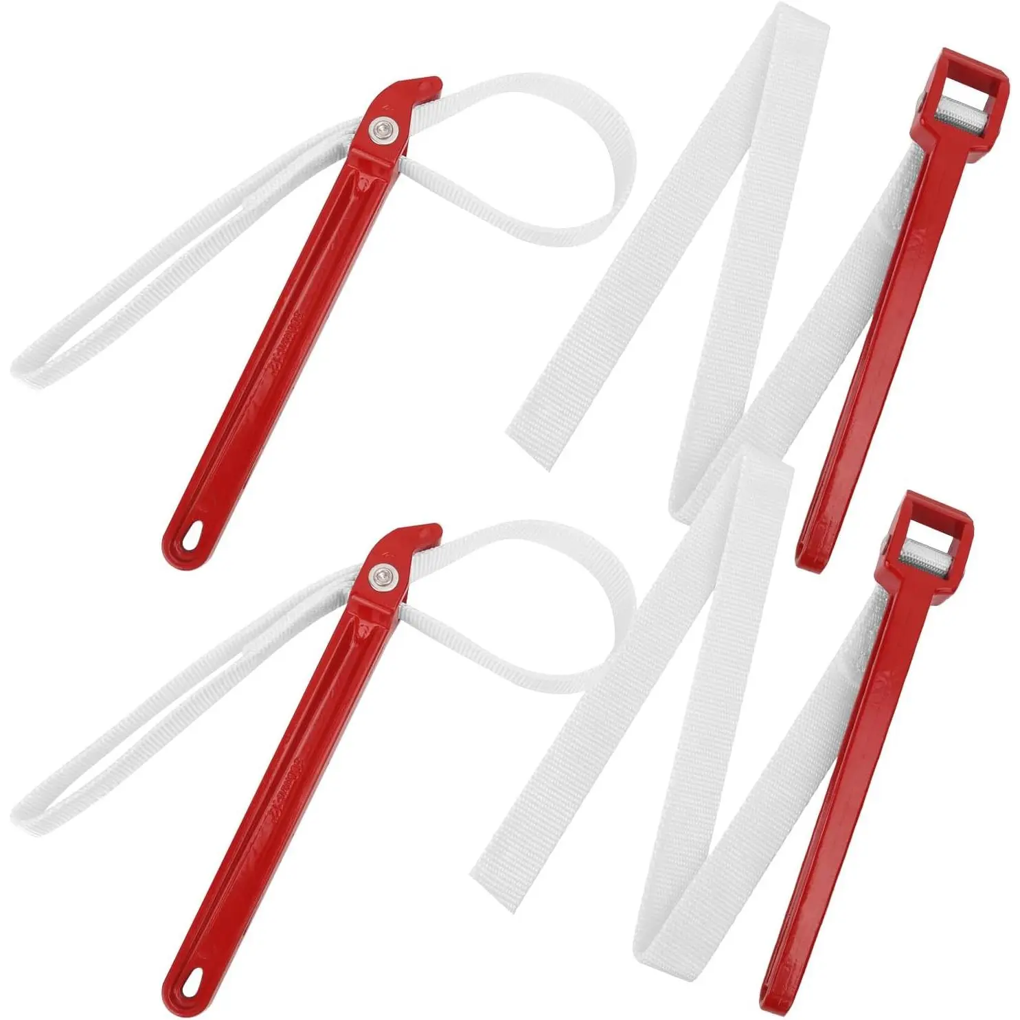 4 Pack 12 Inch Handle Strap Wrench with Nylon Strap, Heavy Duty Adjustable Anti-Sliding Pipe & Oil Filter strap Wrenches for Plumbing & Shower Heads Maintenance