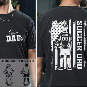 Soccer Dad Shirt, Custom Kids Name Soccer Dad T-Shirt, Soccer Dad Gift, Soccer Gift for Dad, Personalized Soccer Boy or Girl Shirt for Dad