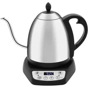 1L Digital Variable Temperature Gooseneck Electric Kettle for Coffee Brew and   Pour Control, 6 Preset Temps, Cafe or  Use, 1200 Watt, LED Panel, Stainless Steel