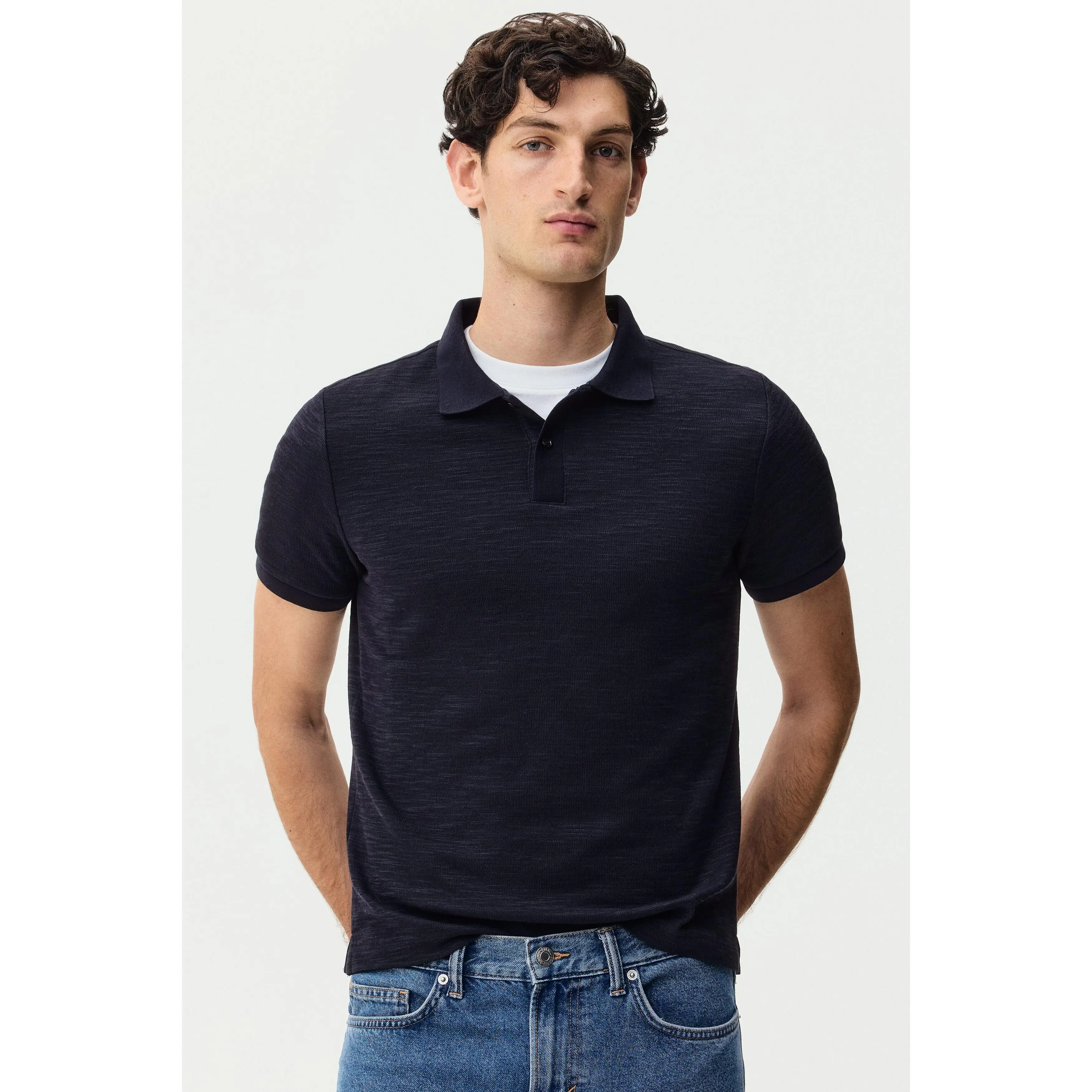 H&M Slim Fit Jacquard-knit polo shirt