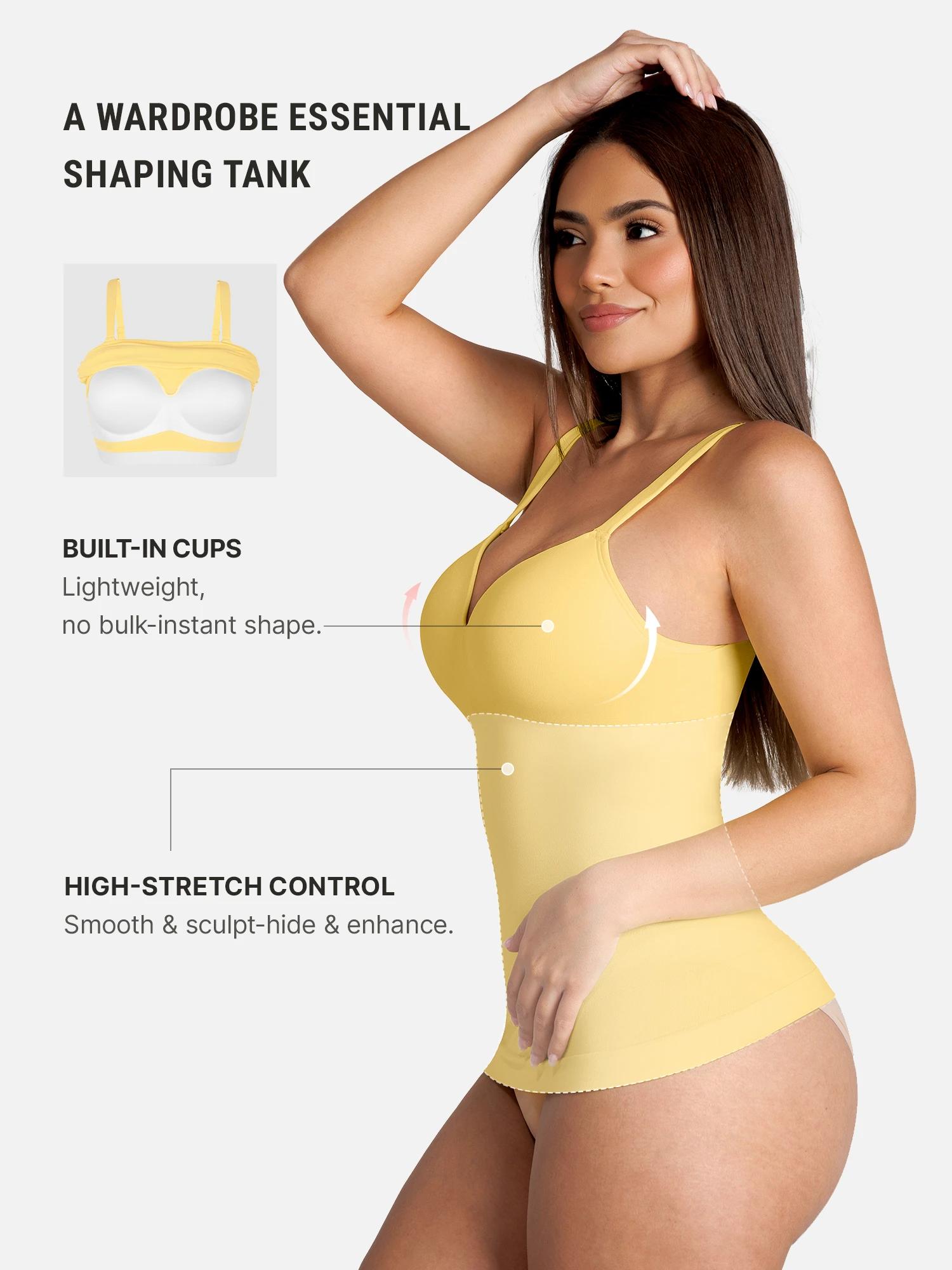 FeelinGirl Women's Built-in-Bra Sleeveless Bodysuit Colorful Shaping Camisole Slimming Tank Tops for Casual Outfits Comfortable Breathable Fabric Mother’s Day #Summervibes
