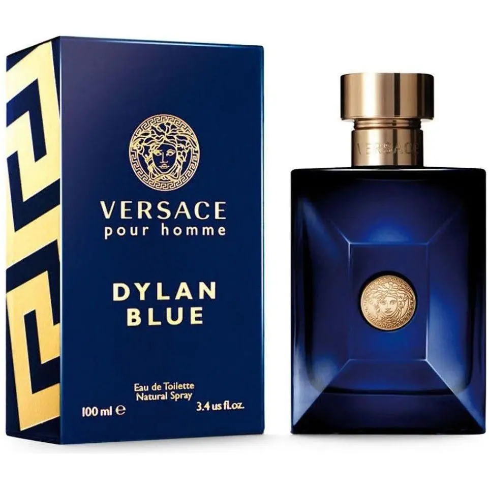 VERSACE Dylan Blue Pour Homme Eau de Toilette - Men's Signature Fresh Fragrance, 3.4 fl oz Blue Spray Cologne, Mediterranean Scent with Citrus, Aquatic, Fig Leaf Notes, Spray Bottle, Men's Fragrance