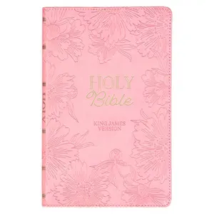 KJV Holy Bible, Gift Edition King James Version, Faux Leather Flexible Cover, Light Pink Floral -- Christian Art Gifts, Leather / Fine Binding