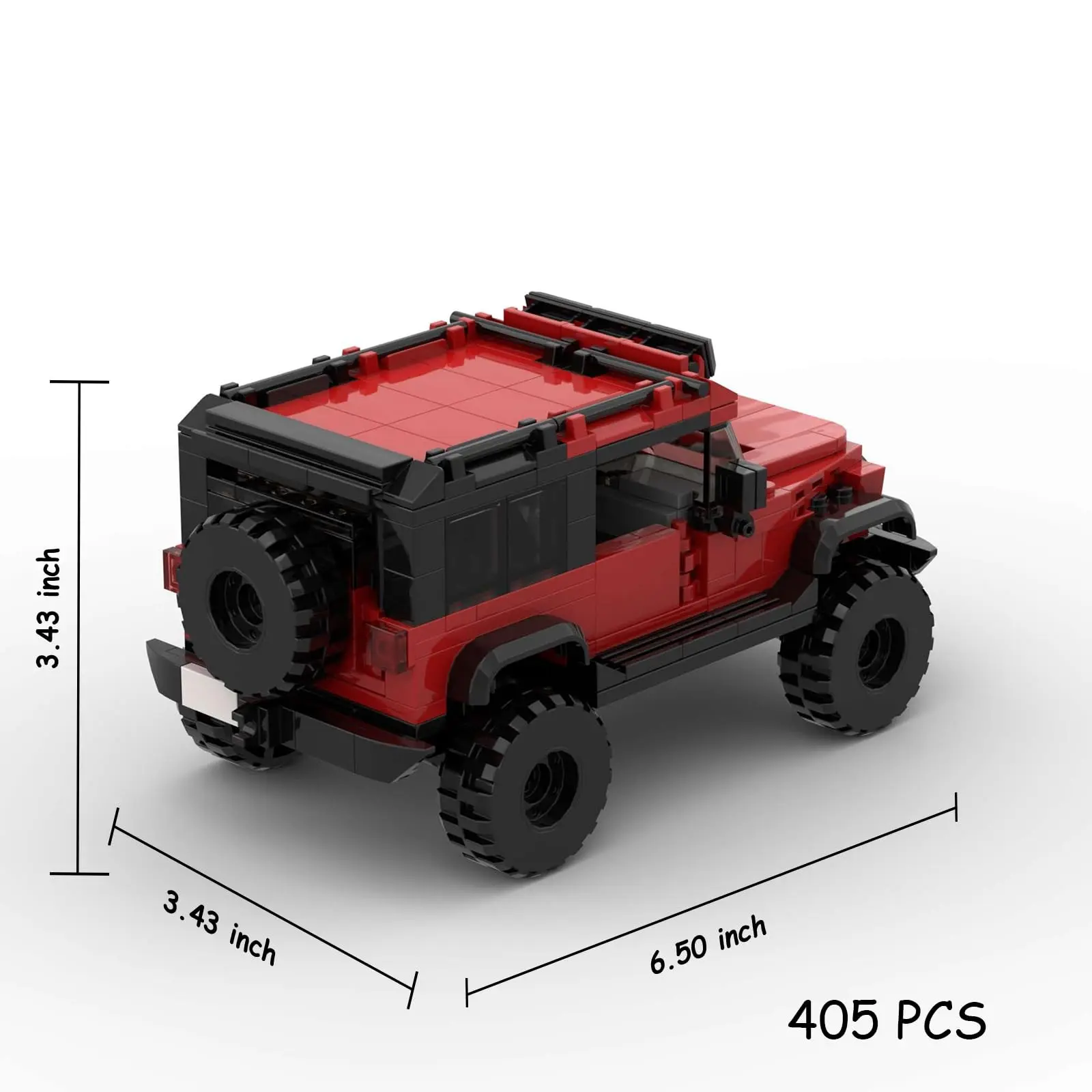 Red Off-Road SUV Building Blocks Set, MOC Sports Car Model Bricks Kit for Kids Adults, Collectible Display