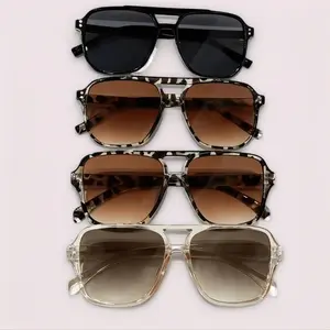 4-Pack Polarized Aviator Sunglasses, Y2K Vintage Double Bridge Sun Glasses for Women Men, Trendy Retro Small Square Oval Frames, Lightweight Durable, Fashion Eyewear Set for Daily Wear, Outdoor Sports, Beach, Travel & Street Style