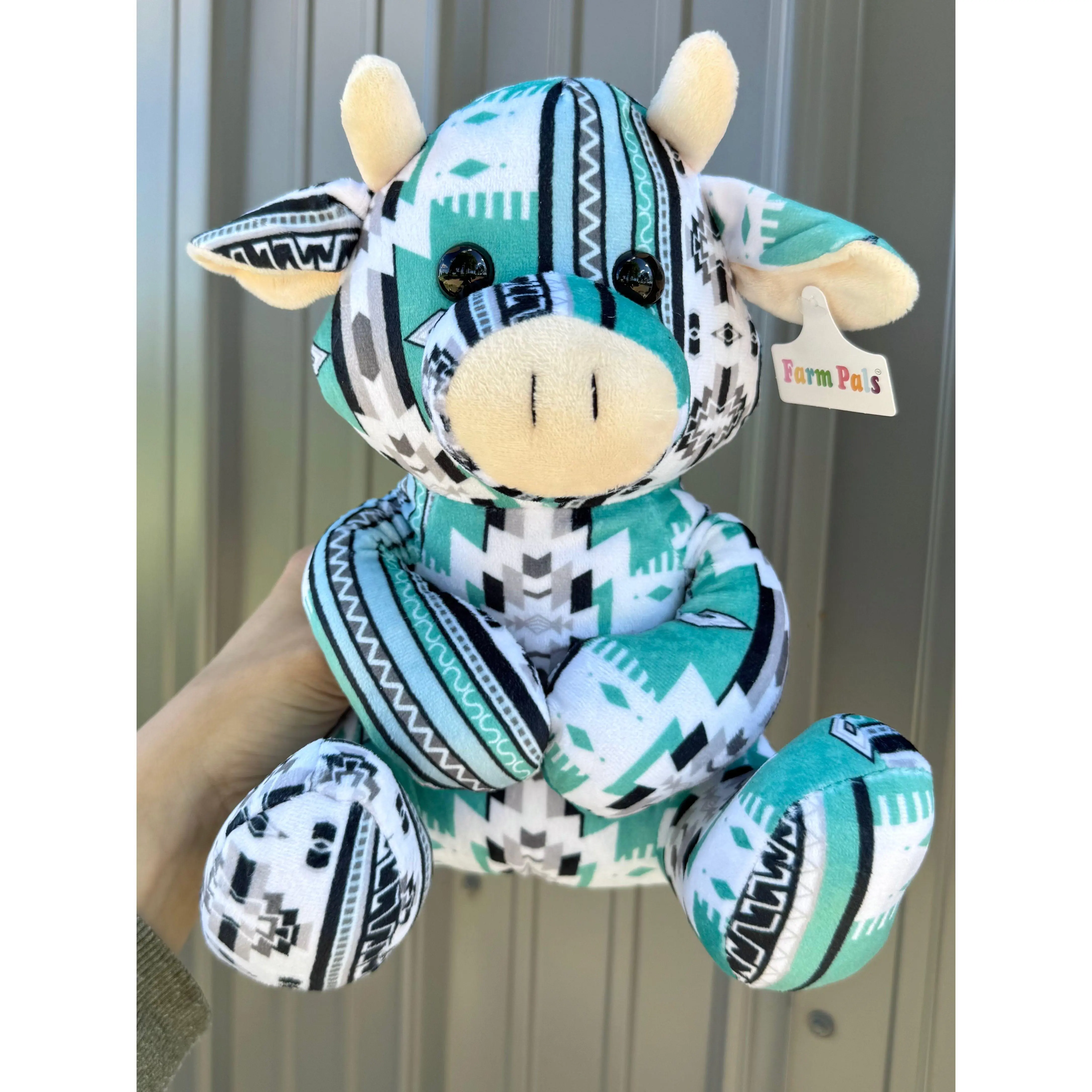 Turquoise Aztec Sitting Cow Plushie
