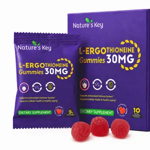 [DealsForYou] Nature's Key Ergothioneine Gummies, 30mg Per Serving, Raspberry, with AKG, SOD-Rich Cili Fruit & Grape Seed, Cellular Antioxidant & Energy, 10 Pouches